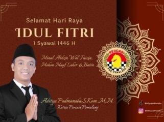 Ketua Percasi Kabupaten Pemalang, Aditya Padmanaba, menyampaikan ucapan Selamat Merayakan Idul Fitri 1446 Hijriah