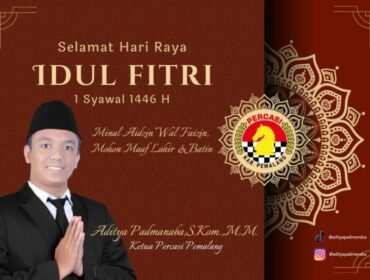 Ketua Percasi Kabupaten Pemalang, Aditya Padmanaba, menyampaikan ucapan Selamat Merayakan Idul Fitri 1446 Hijriah