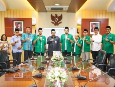 Wagub Taj Yasin, ketika menerima Shidqon Prabowo, Ketua terpilih Pimpinan Wilayah (PW) Ansor Jawa Tengah periode 2025-2029 di kantornya, Selasa 18 Maret 2025