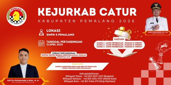 
					Percasi Pemalang Akan Gelar Kejurkab Catur 2025, Catat Syarat dan Tanggalnya