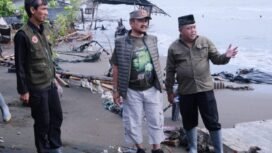Bupati Pemalang Anom Widiyantoro dan Wakil Bupati Nurkholes meninjau lokasi Pantai Desa Blendung, Sabtu (24/5/2025).