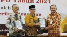 Serah terima Laporan Hasil Pemeriksaan (LHP) atas Laporan Keuangan Pemerintah Daerah (LKPD) Tahun 2024 dihadiri Bupati Pemalang Anom Widiyantoro di Ruang Auditorium Lantai 3 BPK Perwakilan Provinsi Jawa Tengah, pada Kamis (5/6/2025).