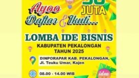 INFO LOMBA! Dinporapar Kabupaten Pekalongan Gelar Lomba Ide Bisnis Total Hadiah Rp50 Juta, Cek Syaratnya. (IG @dinporaparkabpengalongan)
