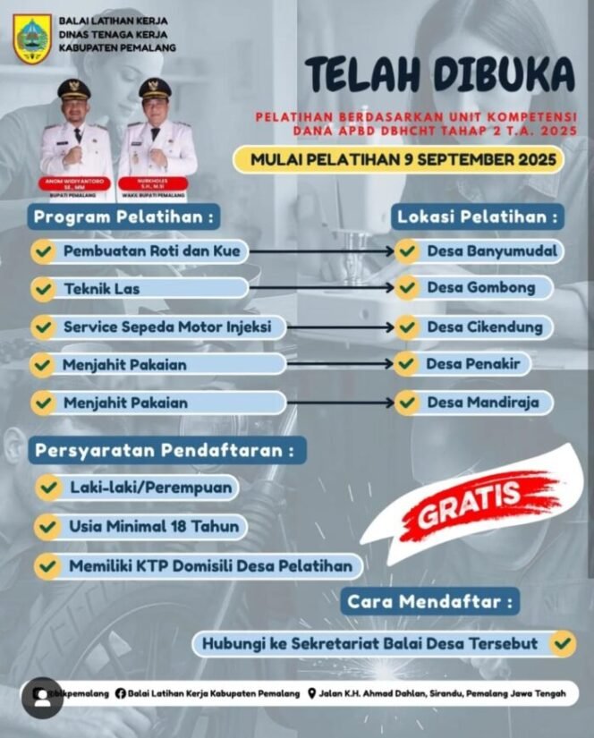 
					Pelatihan Gratis (IG: @blkpemalang)