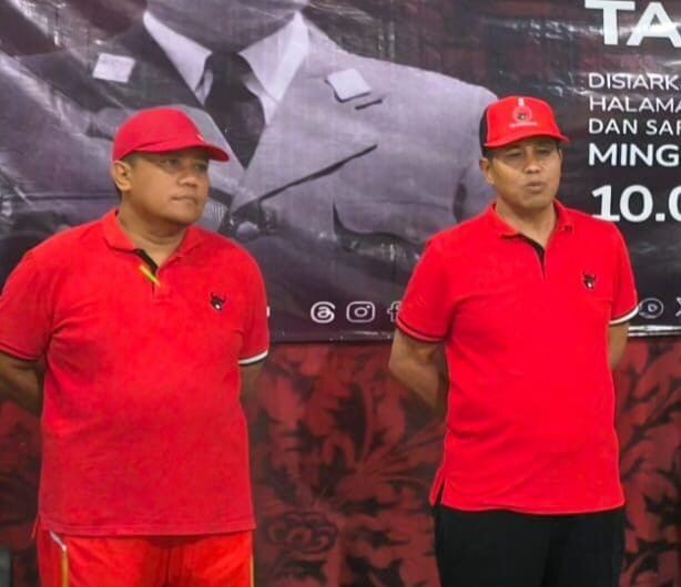 Ketua Dewan Pertimbangan DPC PDIP Pemalang, Agung Dewanto (kiri) dan ketua DPC PDIP Pemalang Dr H Junaedi, SH MM (kanan)
