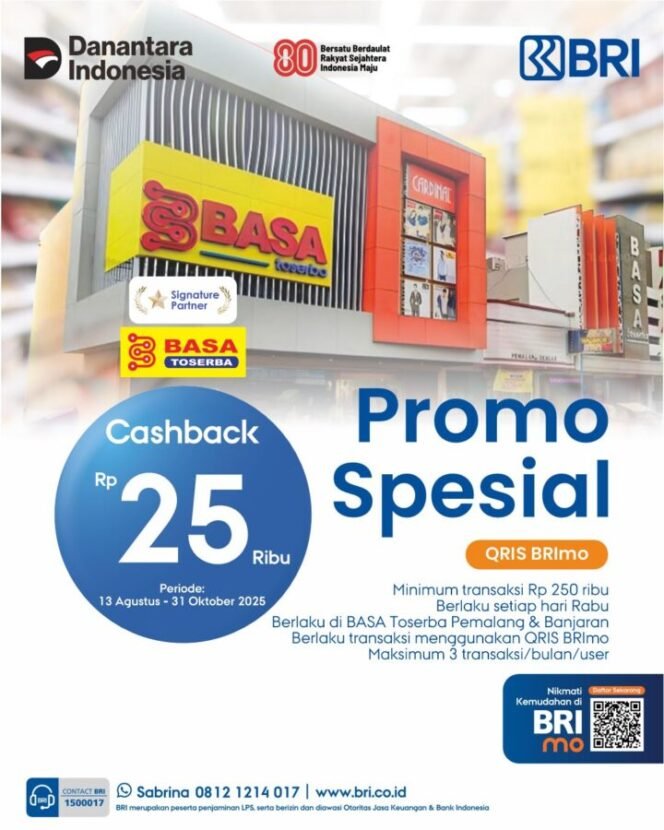 
					Belanja Hemat! Bayar Pakai QRIS BRImo di BASA Toserba Pemalang dan Banjaran Dapat Diskon Rp25 Ribu