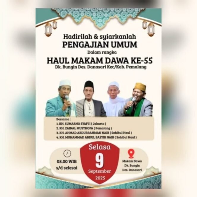 
					Flyer Pengajian Umum 'Haul' di Makam Dawa di Bungin Danasari Pemalang