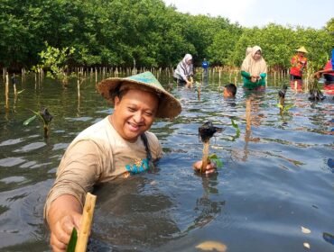 Anggota Komisi B DPRD Jawa Tengah, Harun Abdul Hafizh saat menamam mangrove di Wilayah Desa Mulyorejo dan Jeruksari Kecamatan Tirto Kabupaten Pekalongan, pada Rabu 15 Oktober 2025.