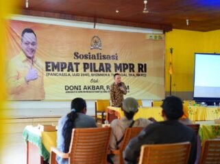 Sosialisasi Empat Pilar MPR RI di Halaman DPD Partai Golkar Kabupaten Pemalang, Selasa (9/12/2025).