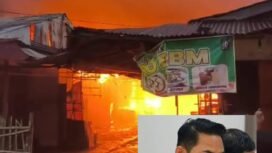 Kolase : Kebakaran kios pakaian di Pasar Pagi dan Wakil Ketua DPRD Pemalang Aris Ismail, SAP