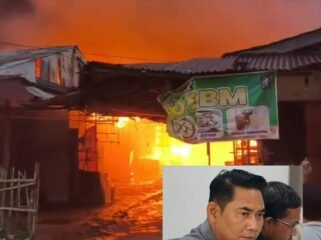 Kolase : Kebakaran kios pakaian di Pasar Pagi dan Wakil Ketua DPRD Pemalang Aris Ismail, SAP