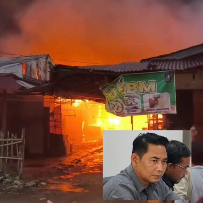 
					Kolase : Kebakaran kios pakaian di Pasar Pagi dan Wakil Ketua DPRD Pemalang Aris Ismail, SAP