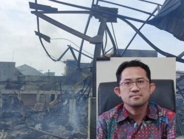 Kolase : Paskakebakaran kios pakaian di Pasar Pagi dan Ketua Umum DPP IKAPPI Abdullah Mansuri