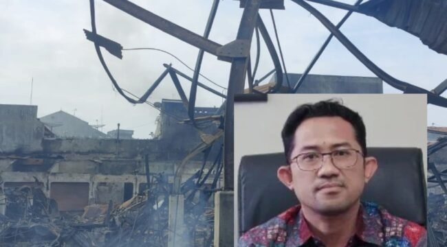 Kolase : Paskakebakaran kios pakaian di Pasar Pagi dan Ketua Umum DPP IKAPPI Abdullah Mansuri