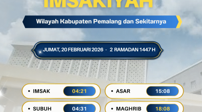 Jadwal Imsakiyah dan Buka Puasa 2 Ramadan 1447 Hijriah, Jumat 20 Februari 2026 di Pemalang dan Sekitarnya