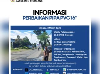 Perbaikan Pipa PVC 16 Inci, Distribusi Air di Sejumlah Wilayah Pemalang Terganggu