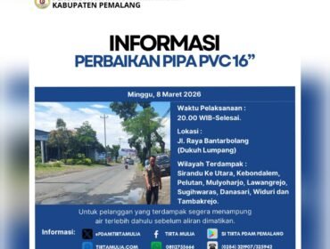 Perbaikan Pipa PVC 16 Inci, Distribusi Air di Sejumlah Wilayah Pemalang Terganggu