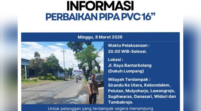 Perbaikan Pipa PVC 16 Inci, Distribusi Air di Sejumlah Wilayah Pemalang Terganggu