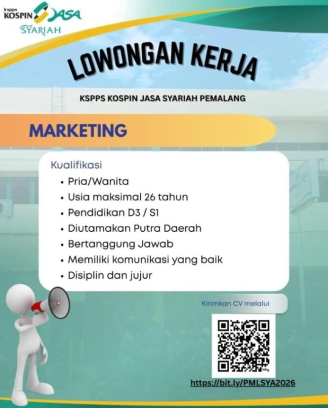 
					Info Loker! Kospin Jasa Syariah Pemalang Buka Lowongan Kerja Marketing, Simak Syaratnya