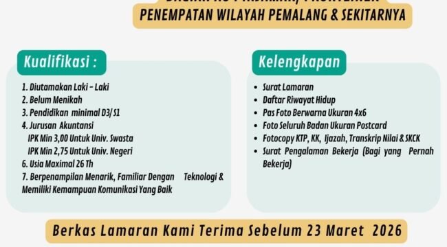 Info Loker! Kospin Jasa Buka Lowongan AO Pinjaman/Frontliner, Penempatan Pemalang dan Sekitarnya