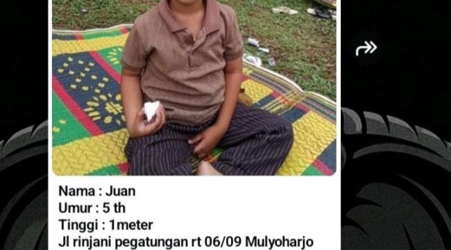 Tangkap layar! Anak 5 Tahun di Pemalang Dilaporkan Hilang, Warga Diminta Bantu Pencarian