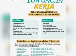 Info Loker! Kospin JASA Buka Lowongan AO Pinjaman/Frontliner, Penempatan Weleri dan Sekitarnya