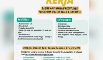 Info Loker! Kospin JASA Buka Lowongan AO Pinjaman/Frontliner, Penempatan Weleri dan Sekitarnya