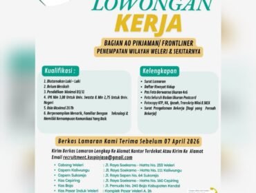 Info Loker! Kospin JASA Buka Lowongan AO Pinjaman/Frontliner, Penempatan Weleri dan Sekitarnya