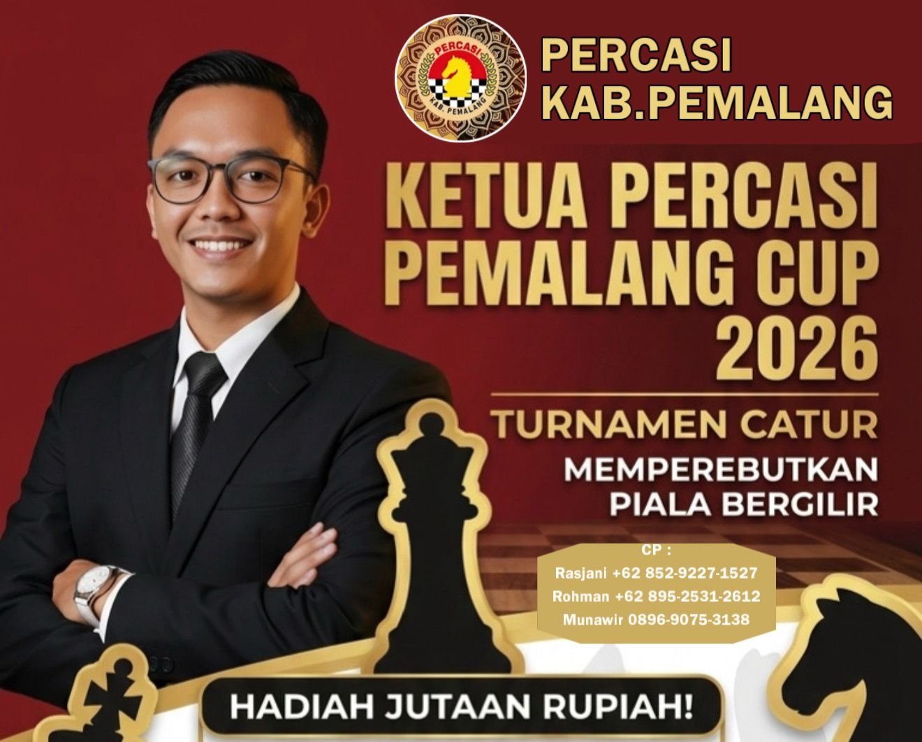 Ketua Percasi Pemalang Cup 2026 Siap Digelar, Hadirkan Turnamen Catur Berhadiah Jutaan Rupiah