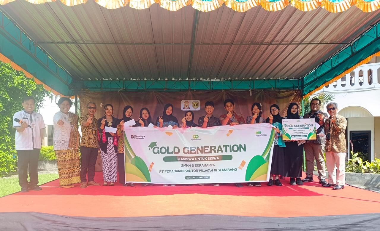 Pegadaian Kanwil XI Semarang Salurkan 'Gold Generation Beasiswa' untuk Siswa SMK Negeri 6 Surakarta
