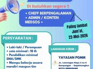 Info Loker! Lowongan Kerja Dapur SPPG Kota Semarang, Butuh Chef dan Admin Medsos