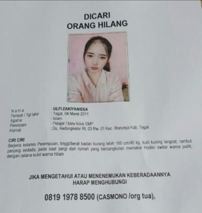 
					Siswi Asal Warureja Dikabarkan Hilang, Polisi dan Keluarga Lakukan Pencarian