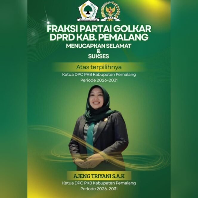 
					Wakil Ketua DPRD Pemalang Aris Ismail Ucapkan Selamat dan Sukses kepada Ajeng Triyani atas Amanah Baru Pimpin PKB Pemalang