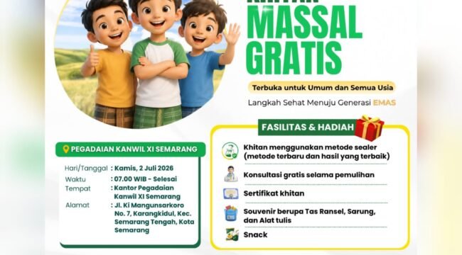Pegadaian Kanwil XI Semarang Gelar Khitan Massal Gratis 2 Juli 2026, Terbuka untuk Semua Usia