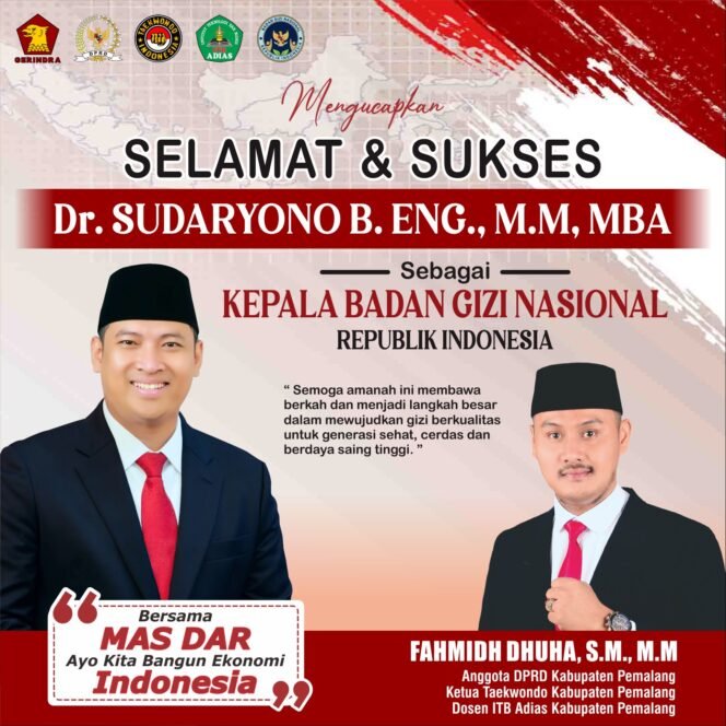 
					Dr. Sudaryono Resmi Jadi Kepala BGN, Fahmidh Dhuha: Program MBG Harus Berlanjut Demi Generasi Emas Indonesia