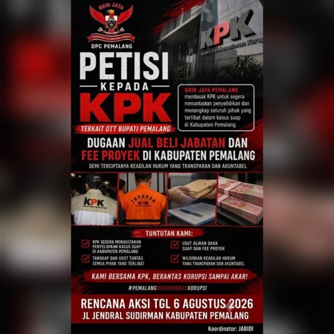 
					GRIB Jaya Pemalang Akan Gelar Aksi, Desak KPK Tuntaskan Dugaan Korupsi di Pemalang