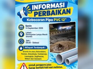 Perumda Tirta Mulia Pemalang Perbaiki Pipa Bocor di Sirandu, Ini Wilayah Terdampak