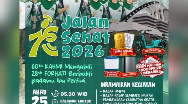 KAHMI Jateng Akan Gelar Jalan Sehat Milad ke-60, Siapkan Hadiah Sepeda Listrik dan Emas Antam
